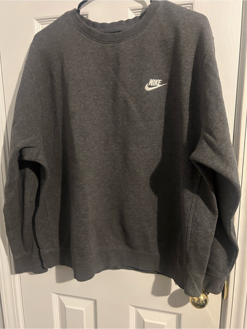Nike Charcoal Gray Crewneck Sweatshirt with White Logo